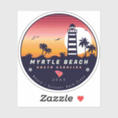 Myrtle Beach vuurtoren SC Retro Sunset Souvenirs Sticker (Vel)