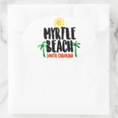 Myrtle Beach Waterverf Ovale Sticker (Tas)