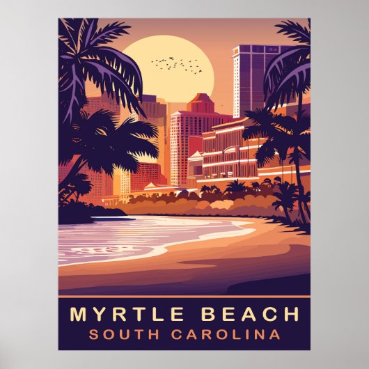 Myrtle Beach, Zonsondergang, South Carolina, Reize Poster (Voorkant)