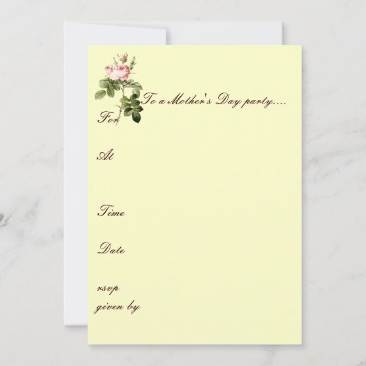 Mys Elegant Rozen Moederdag uitnodiging (Achterkant)