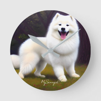 MySamoyed Personalized Gift Idee Cute Samoyed Ronde Klok