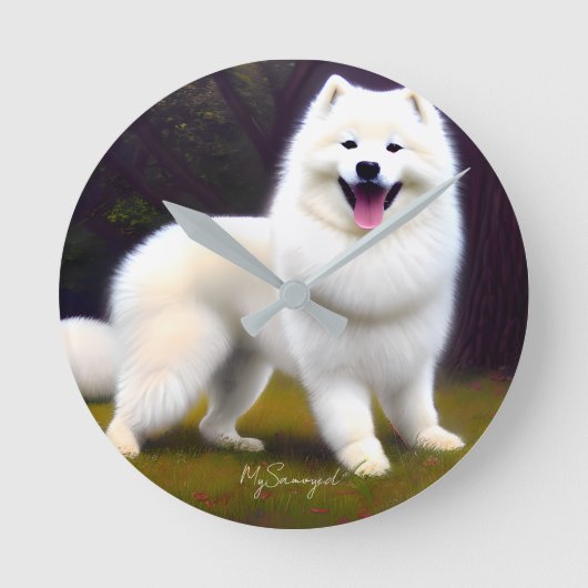 MySamoyed Personalized Gift Idee Cute Samoyed Ronde Klok (Voorkant)