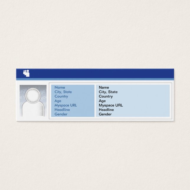 MySpace Donker - Skinny Mini Visitekaartjes (Voorkant)