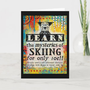 Mystères de la carte de voeux de ski - Funny Vinta