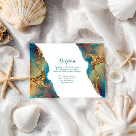 Mysterie Abstracte Blauwgroen koraalgoudopname Informatiekaartje