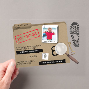 Mysterie Kids Geheime Agent Spion Detective Verjaa Acryl Uitnodigingen