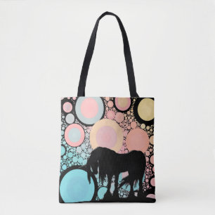 Mysterie (roze en blauwgroen cirkels) draagtas