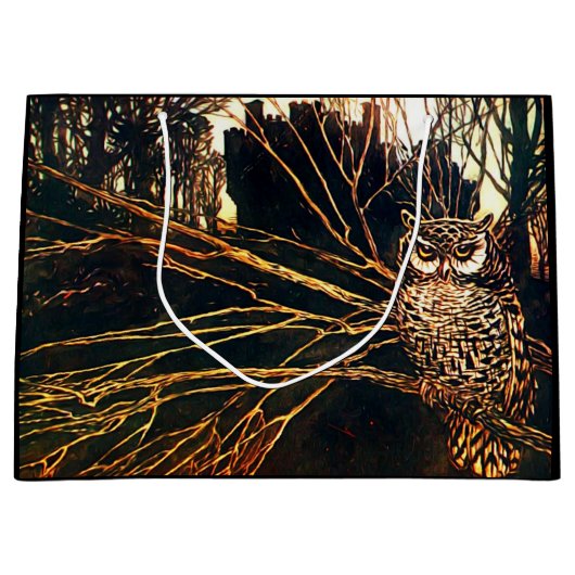 Mysteriel kasteel in de bossen en uil groot cadeauzakje (Voorkant)