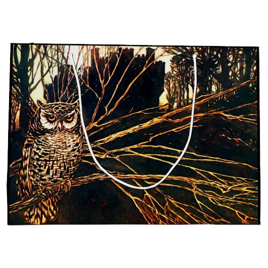 Mysteriel kasteel in de bossen en uil groot cadeauzakje (Achterkant)