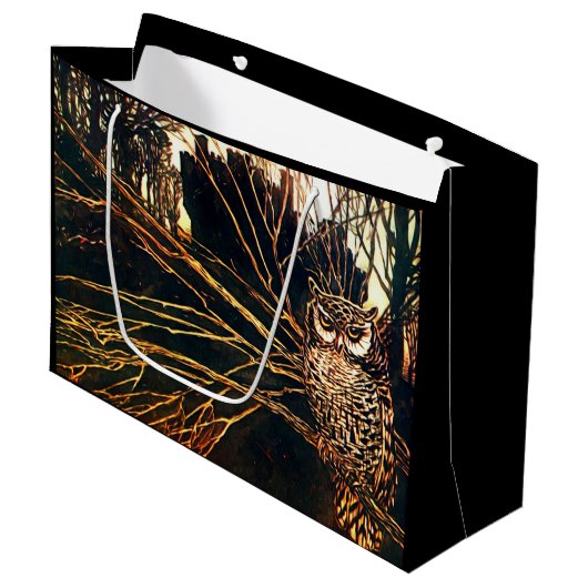 Mysteriel kasteel in de bossen en uil groot cadeauzakje (Voorkant Gekanteld)