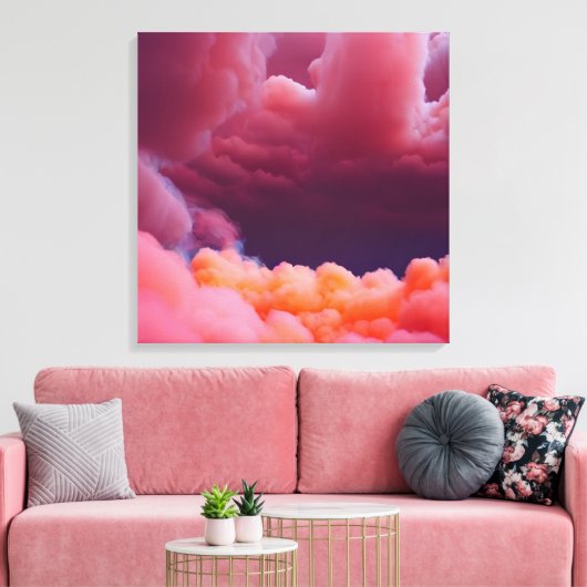 Mysteriele roze en oranje wolken canvas afdruk (Insitu (Woonkamer))