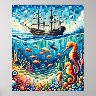 Mysteries van de diepten van de oceaan poster