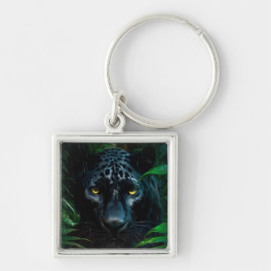 Mysterieus Black Panther Jungle Natuurontwerp Sleutelhanger