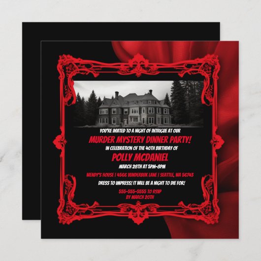 Mysterieus Feest Uitnodiging voor een Moord in een (Voorkant / Achterkant)