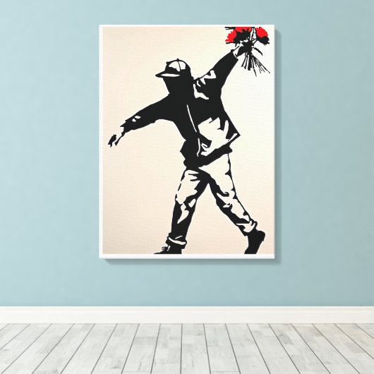 Mysterieus Man met Flowers Canvas Afdruk (Insitu (Houten vloer))