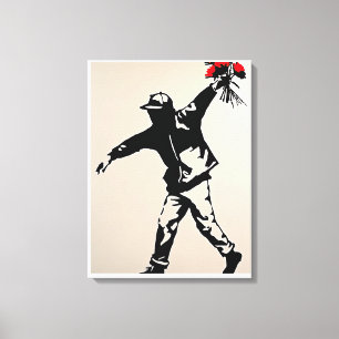 Mysterieus Man met Flowers Canvas Afdruk