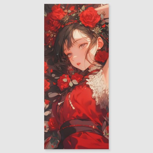 Mysterieus meisje in rode anime (Voorkant)