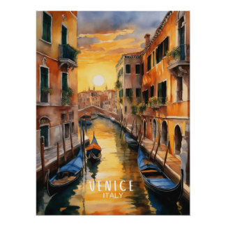 Mysterieus mooie zonsondergang in Venetië Perfect Poster
