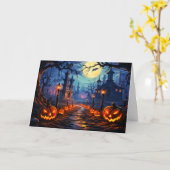 Mysterieus spookhuis - Happy Halloween Kaart (Gele Bloem)