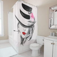 Mystérieux rideau de douche Lady