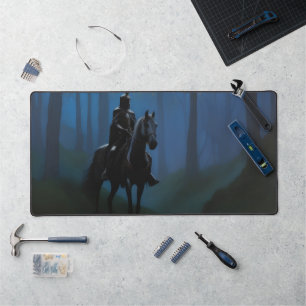 Mysterieuze Black Knight in het Moonlit Bos Bureaumat