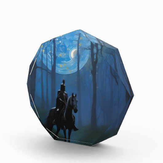 Mysterieuze Black Knight in het Moonlit Bos Fotoblokken (Rechts)
