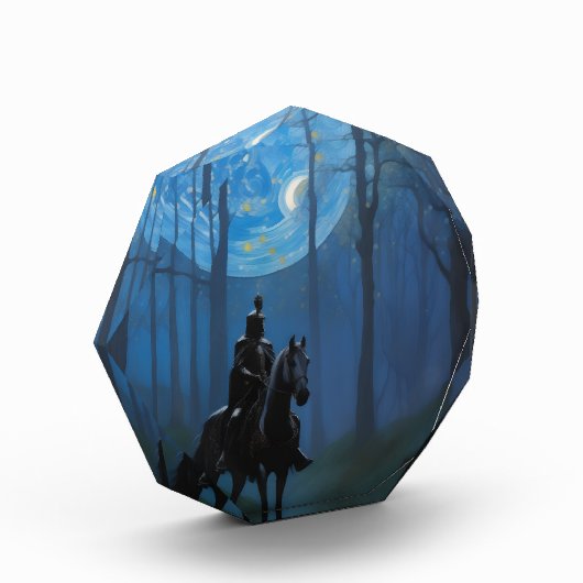 Mysterieuze Black Knight in het Moonlit Bos Fotoblokken (Links)