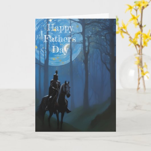 Mysterieuze Black Knight in het Moonlit Bos Kaart (Gele Bloem)