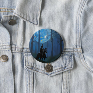 Mysterieuze Black Knight in het Moonlit Bos Ronde Button 7,6 Cm