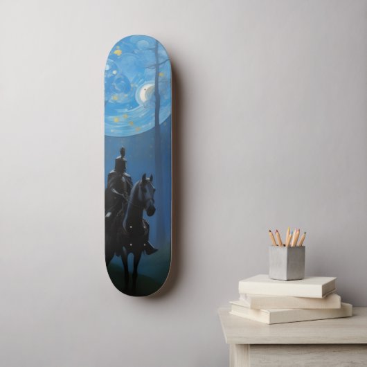 Mysterieuze Black Knight in het Moonlit Bos Skateboard (Muurkunst)
