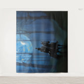 Mysterieuze Black Knight in het Moonlit Bos Wandkleed (Voorkant)