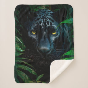 Mysterieuze Black Panther Jungle Natuurontwerp Sherpa Deken