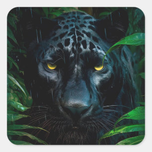 Mysterieuze Black Panther Jungle Wilde Natuur Ontw Vierkante Sticker