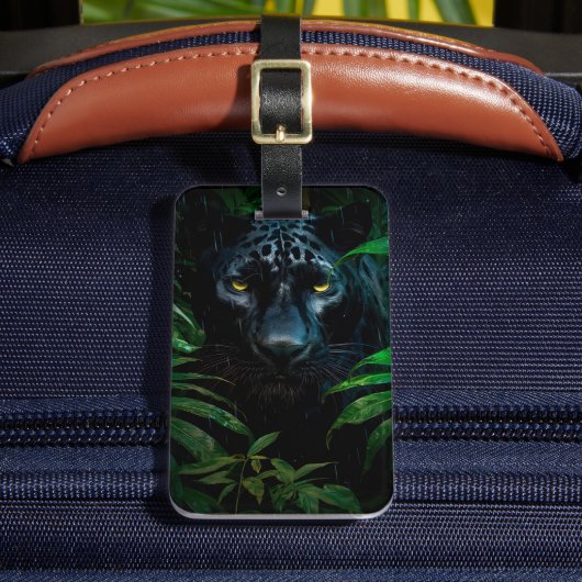 Mysterieuze Black Panther Oerwoud Wildlife Design Bagagelabel (Voorkant Insitu 2)