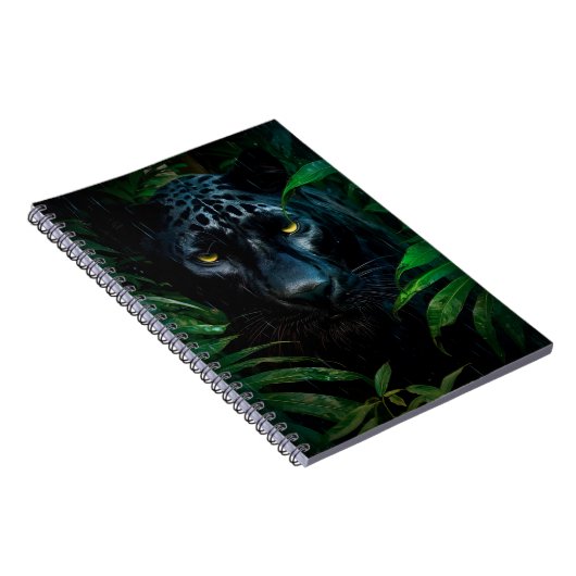Mysterieuze Black Panther Oerwoud Wildlife Design Notitieboek (Rechterzijde)