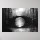 Mysterieuze brug over serene wateren – monochroom poster (Voorkant)