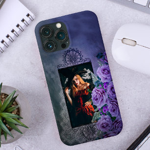 Mysterieuze Custom Paarse Gothic: Kant, Rozen iPhone 13 Hoesje