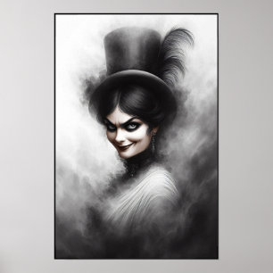 Mysterieuze enge Victoriaanse vrouw portretkunst Poster
