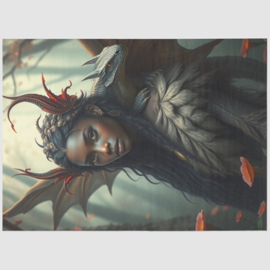 Mysterieuze gotische drakenfee tissuepapier (Voorkant)