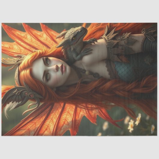 Mysterieuze gotische drakenfee tissuepapier (Voorkant)