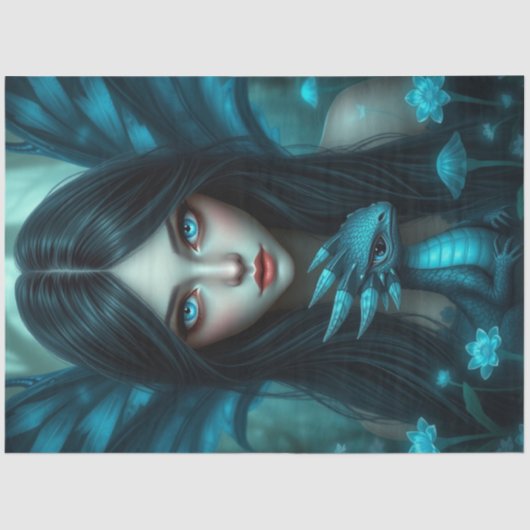 Mysterieuze gotische drakenfee tissuepapier (Voorkant)