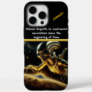 Mysterieuze Gouden Alien Verkennende Verre Planete iPhone 16 Pro Max Hoesje