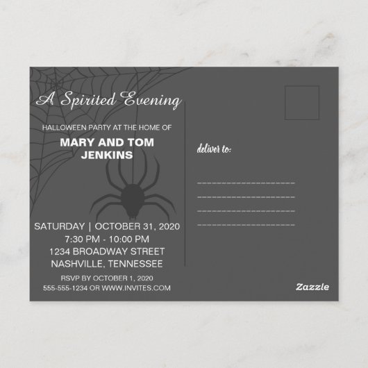 Mysterieuze Halloween uitnodiging Elegant (Achterkant)