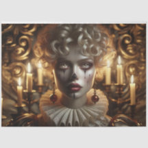 Mysterieuze Harlekijn Vrouw Decoupage Papier