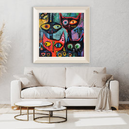 Mysterieuze katten- grillige kunst print