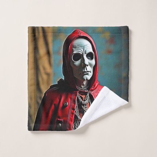 Mysterieuze met capuchon beklede schedelfiguur bad handdoek (Wasdoekje)
