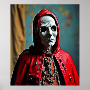 Mysterieuze met capuchon beklede schedelfiguur poster