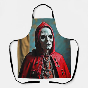 Mysterieuze met capuchon beklede schedelfiguur schort