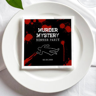 Mysterieuze moorddinerparty met bloedvlekken servet