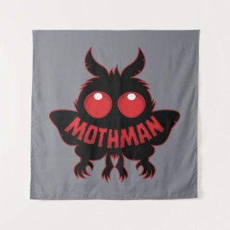 Mysterieuze Mothman Silhouet met Rode Ogen Wandkleed